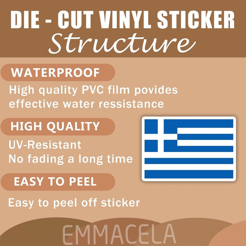 EMMACELA (3PCS) Greece Flag stickers, Countries Flag Stickers - Waterproof Vinyl Decals For Laptops, Tumblers, Water Bottles, Books, Scrapbooks, Size 3 x 2 Inch - Image 3